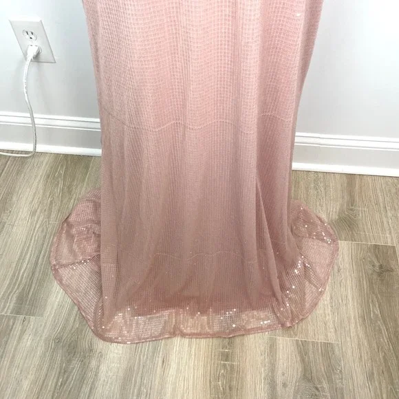 Mac Duggal Sequined Ruffled Cut Out Lace Up Gown In Rose Pink 10829 Size 8 New - Picture 5 of 16